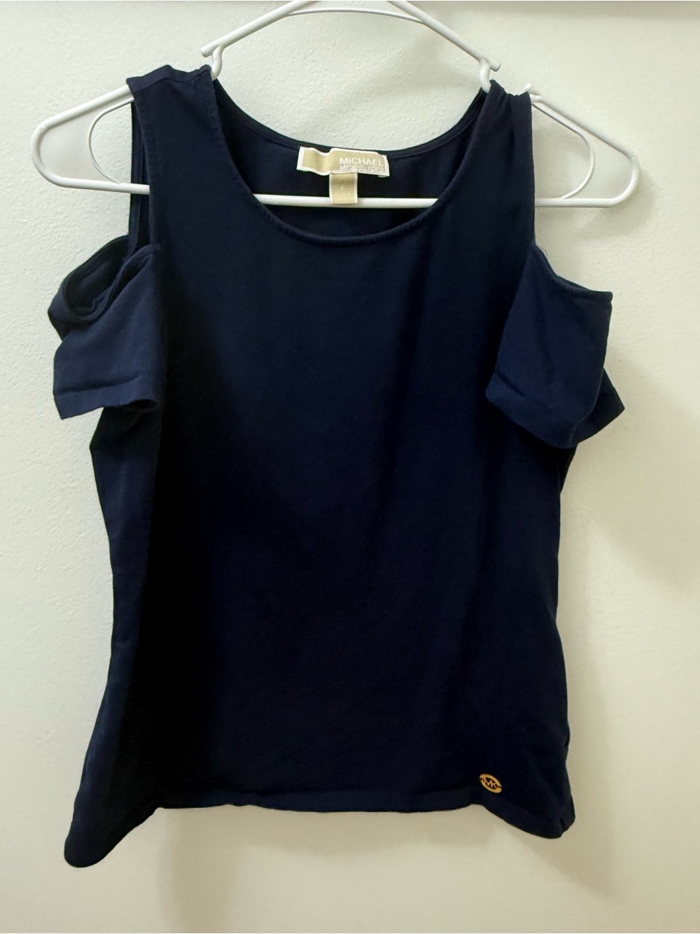 Michael Kors Navy Cold-Shoulder Knit Top
